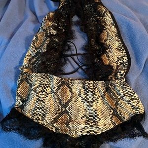 High neck Snakeskin print bodysuit